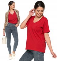 T-Shirt Damski PREMIUM Bawełna Luźna Koszulka Wygodna Dekolt V MORAJ 3XL