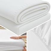 PRZEŚCIERADŁO Z GUMKĄ 90x200 NA MATERAC MIĘKKIE GŁADKIE Z BAWEŁNĄ  BIAŁE
