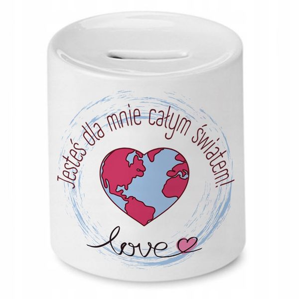 Skarbonka Prezent Walentynki Jesteś Całym Światem Z Nadrukiem Ze Zdjęciem zdjęcie 1