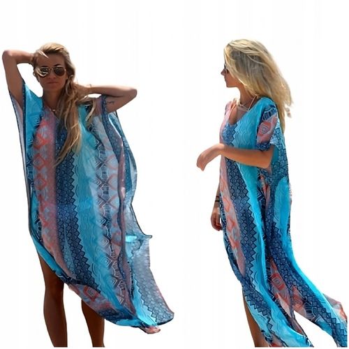 PAREO PLAŻOWA SUKIENKA DŁUGA TUNIKA BOHO PLAŻĘ NARZUTKA na strój kąpielowy na Arena.pl