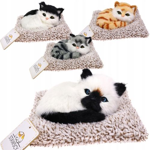 REALISTYCZNY KOTEK ŚPIĄCY NA PODUSZCE jak żywy MIAUCZĄCY figurka PREZENT na Arena.pl