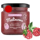 Devaldano KONFITURA MALINOWA DŻEM PRZETWÓR MALINY Malina bez CUKRU 190G