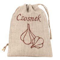 Woreczek na Czosnek Lniany 15x20 cm Naturalny Len Haft Kuchnia
