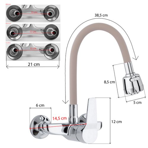 Bateria kuchenna ścienna elastyczna wylewka kran na Arena.pl