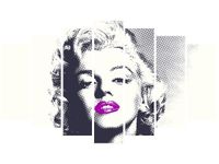 80CM 140CM OBRAZ 7 ELEM MARILYN MONROE FIOLETOWYMI USTAMI ŚCIENNY