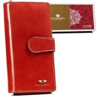 duży, skórzany portfel damski na zamek i zatrzask - peterson