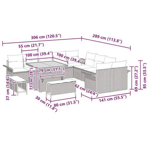 Zestaw Sof na Ogród 13 pcs Czarny polirattan na Arena.pl