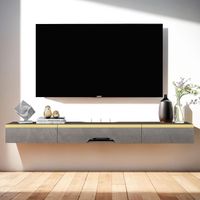 Szafka pod TV wisząca 120 cm komoda RTV 3 drzwi lite drewno szara matowa