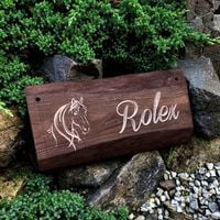 Drewniana deska tabliczka szyld z nazwą zwierzęcia imieniem koń pies kot