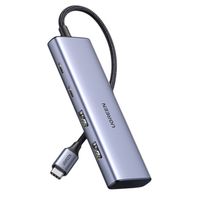 hub adapter portów usb-c - 2x usb-a 2x usb-c 20cm szary