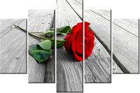 100CM 150CM OBRAZ 5 ELEM RÓŻA DESKACH ŚCIENNY