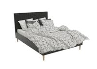 Czarne łóżko welurowe FIGO 160x200cm z tapicerowanym zagłówkiem