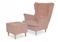 Uszak z pufą fotel skandynawski różowy PRODUCENT