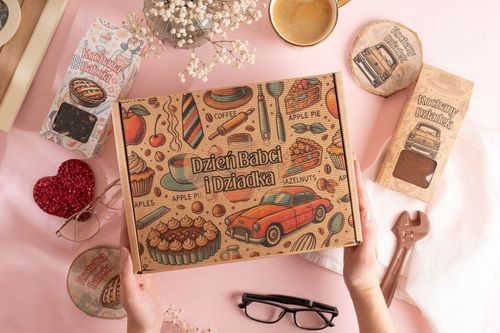 PREZENT NA DZIEŃ BABCI I DZIADKA zestaw z nadrukiem podkładki kawa herbata na Arena.pl