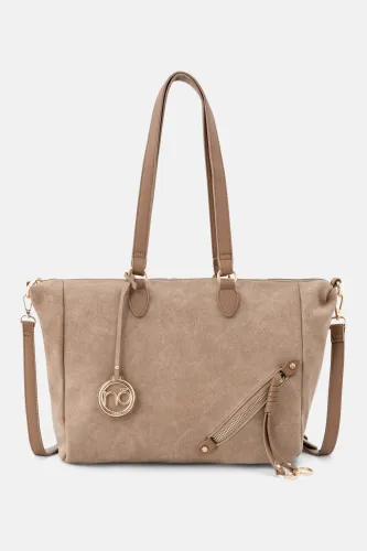 torebka shopper nobo duża jasno-brązowa ze skóry ekologicznej na Arena.pl