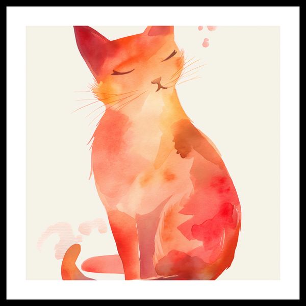 Plakat 40x40cm Akwarelowy Kot zdjęcie 3