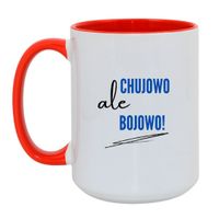 KUBEK "CHUJOWO ALE BOJOWO" Wzór - Duży Biało-Czerwony 450 ml