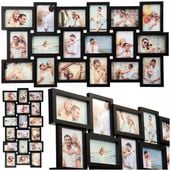 DUŻA RAMKA NA ZDJĘCIA 10x15 MULTI FOTO 18 ZDJĘĆ CZARNA POZIOMO LUB