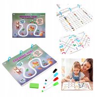 Książka-zeszyt zmywalny do nauki pisania 66 stron pisaki trening ręki PL