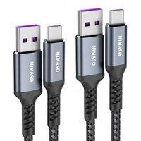 2X Kabel do Ładowania USB - USB-C SuperCharge 40W SCP FCP 2m+1m Szary