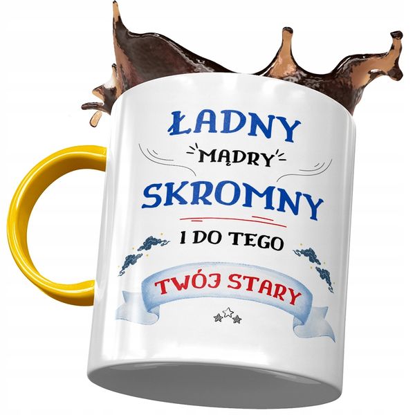 Kubek Żółty Dla Twojego Starego Ładny Mądry Z Nadrukiem Ze Zdjęciem zdjęcie 1