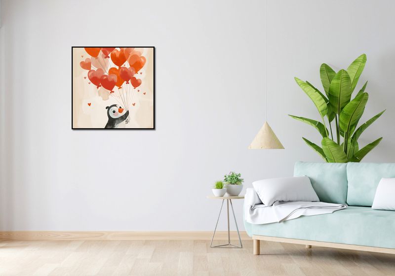 Plakat 70x70cm Pingwinek z Balonami zdjęcie 4