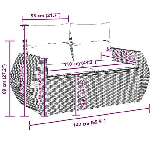 Zestaw Sof na Ogród 12 pcs Czarny polirattan na Arena.pl