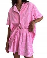PINK FLOWER SET DWUCZĘŚCIOWY KOMPLET W KWIATY MODNY RÓŻOWY ZESTAW LATO XL