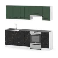 Kuchnia Modułowa Blat Mokka 2.4m Biały Butelkowa Zieleń San Sebastian Mała