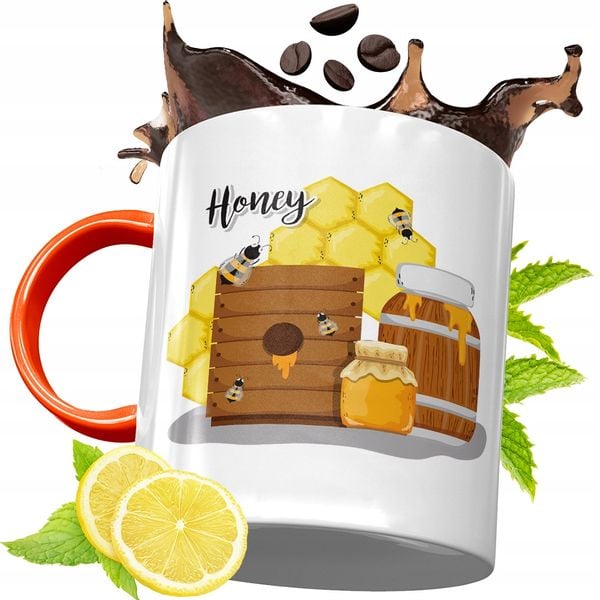 Kubek Pomarańczowy Dla Pszczelarza Prezent Z Nadrukiem Ze Zdjęciem zdjęcie 1