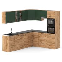 Kuchnia Marra Narożna Z Blatem Modułowa 4.6m Wotan Butelkowa Zieleń Wotan