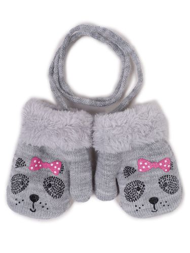 Rękawiczki dziewczęce jednopalczaste ze sznurkiem szare 14 cm YOCLUB na Arena.pl