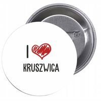 Przypinki buttony I LOVE KRUSZWICA z grafiką TANIO