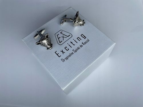 Srebrne spinki do mankietów EXC Dzik Dziki Głowa Dzika dla Myśliwego w Etui na Arena.pl