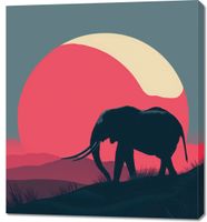 Obraz 90x100cm Słoń przy Czerwieni