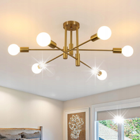 LAMPA SUFITOWA WISZĄCA ZŁOTY ŻYRANDOL LOFT NOWOCZESNY 6x E27