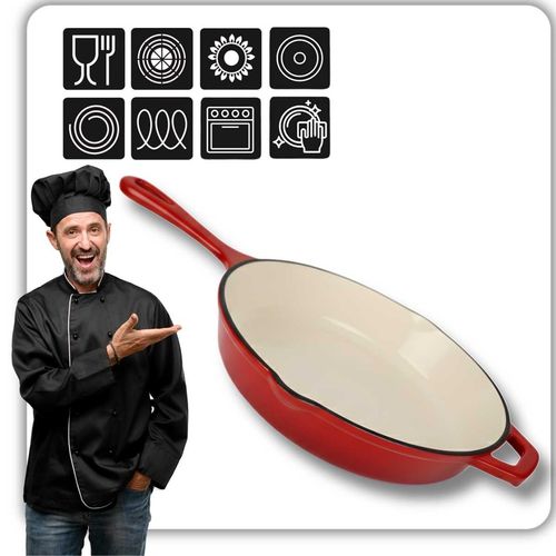 emaliowana patelnia żeliwna 26cm hage czerwona na Arena.pl