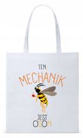 Dla Mechanika Prezent Torba Eco Biała Shopper Z Nadrukiem Ze Zdjęciem