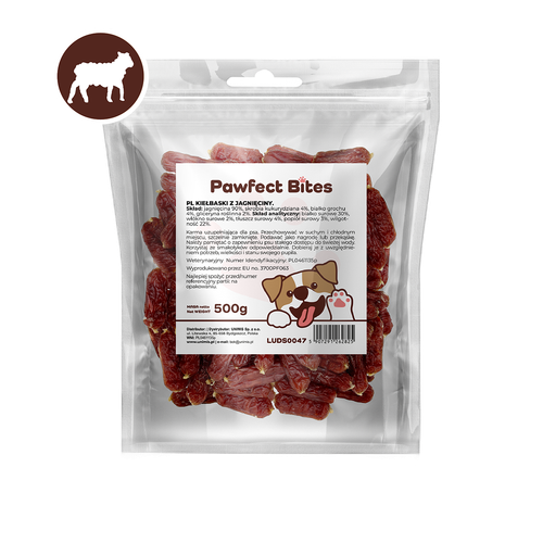 Kielbaski przysmaki dla psa z jagnieciną 500g PAWFECT BITES na Arena.pl