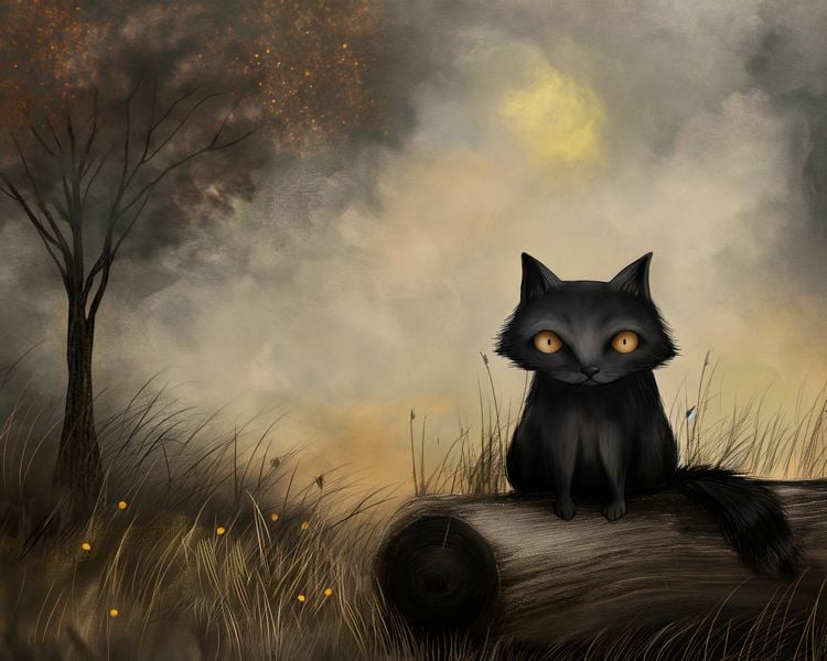 Plakat 50x40cm Czarny Kot zdjęcie 1