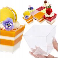 PUCHARKI do deserów finger food POJEMNIKI na DESERY piramida 50szt 210ml