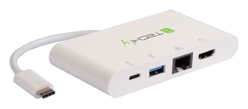 TECHLY ADAPTER USB-C 3.1 NA 4K HDMI/GIGABIT RJ45/USB-A 3.0/USB-C PD zdjęcie 1