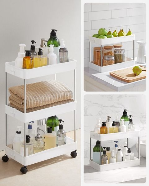 Szafka na kółkach 3 półki biała - KSC009W01 zdjęcie 4