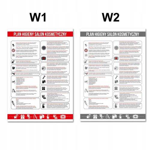 TABLICA INFORMACYJNA PLAN HIGIENY SALONU KOSMETYCZNEGO HIPS A3 Druk UV na Arena.pl