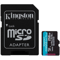 kingston 256gb microsdxc canvas go plus gen4 200mb/s a2 u3 v30 card +