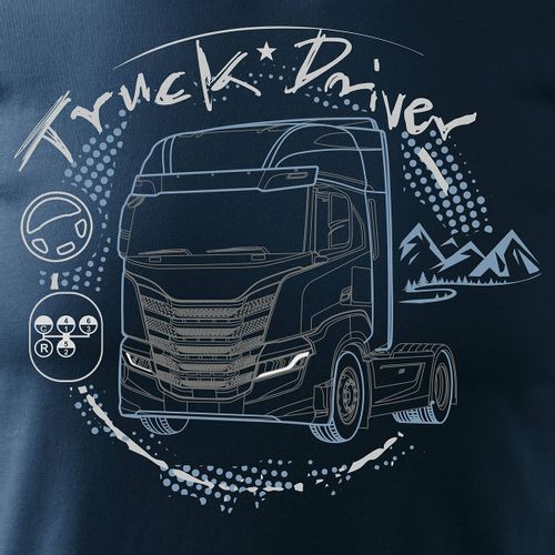 Koszulka z ciężarówką Iveco prezent dla kierowcy Tira TIR męska granatowa REGULAR XXL na Arena.pl