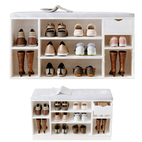 SZAFKA NA BUTY Z SZARYM SIEDZISKIEM BIAŁA ŁAWKA PRZEDPOKÓJ NOWOCZESNA