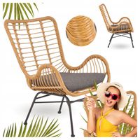 Fotel Ogrodowy Tarasowy na Balkon Ogród Rattanowy Metalowy Boho IKARO