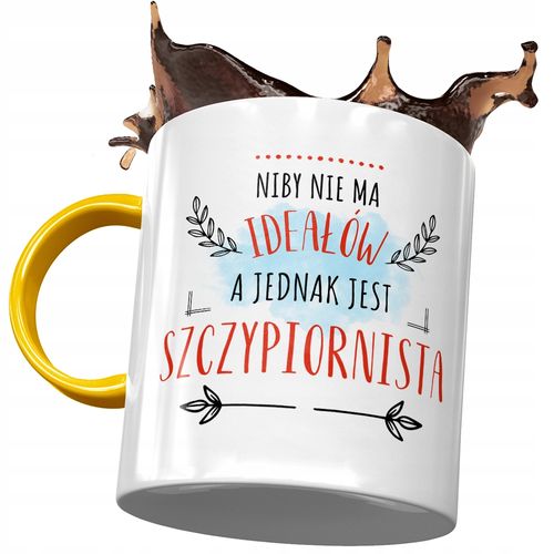 Kubek Żółty Dla Szczypiornisty Niby Nie Ma Ideałów Z Nadrukiem Ze Zdjęciem na Arena.pl