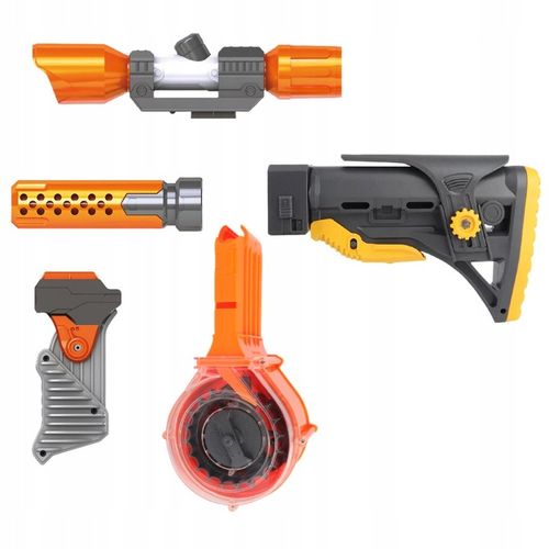 BLASTER SQUAD PISTOLET AUTOMAT MODUŁOWY MAGAZYNEK NA 25 STRZAŁEK +DODATKI na Arena.pl